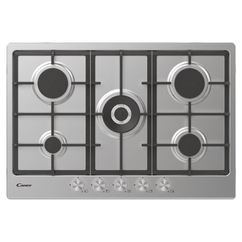 Candy CHG74WPX Gas Hob 5 Burners Front Control 75cm Stainless Steel