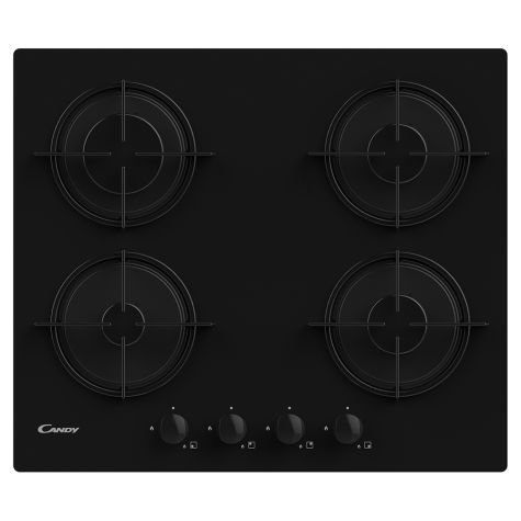 Candy CVW6BB Gas Hob 4 Burners Front Control 60cm Black Glass