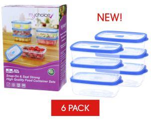 MyChoice Snap-On And Seal Strong High-Quality Food Storage And Meal Prep Containers - 6 Sets