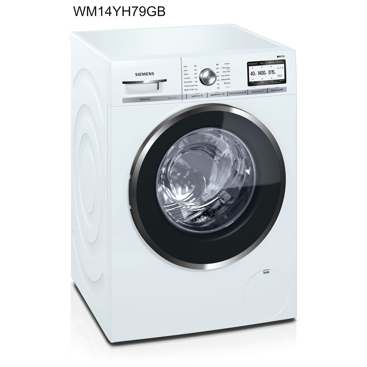 Siemens iQ700 WM14YH79GB Washing Machine Freestanding 9 kg A+++ White